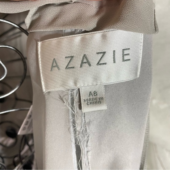 Azazie Adriana chiffon dolphin grey open back dress size a8 - Picture 10 of 13